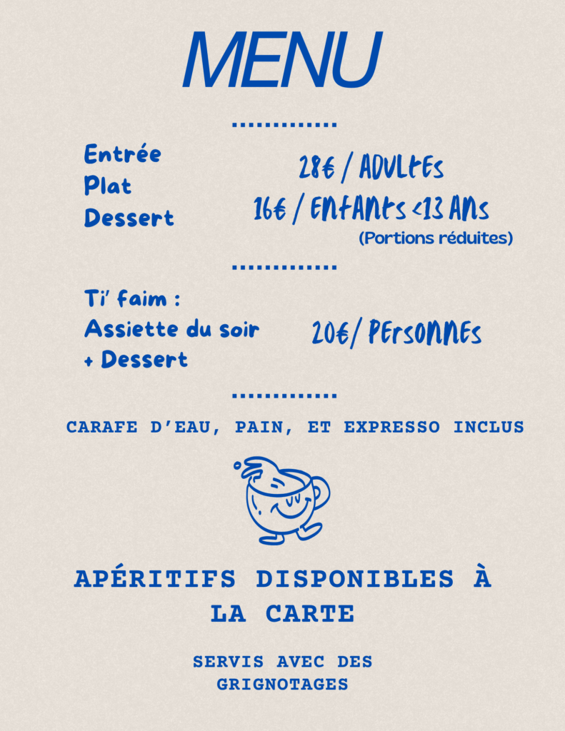 Menu table d'hôte